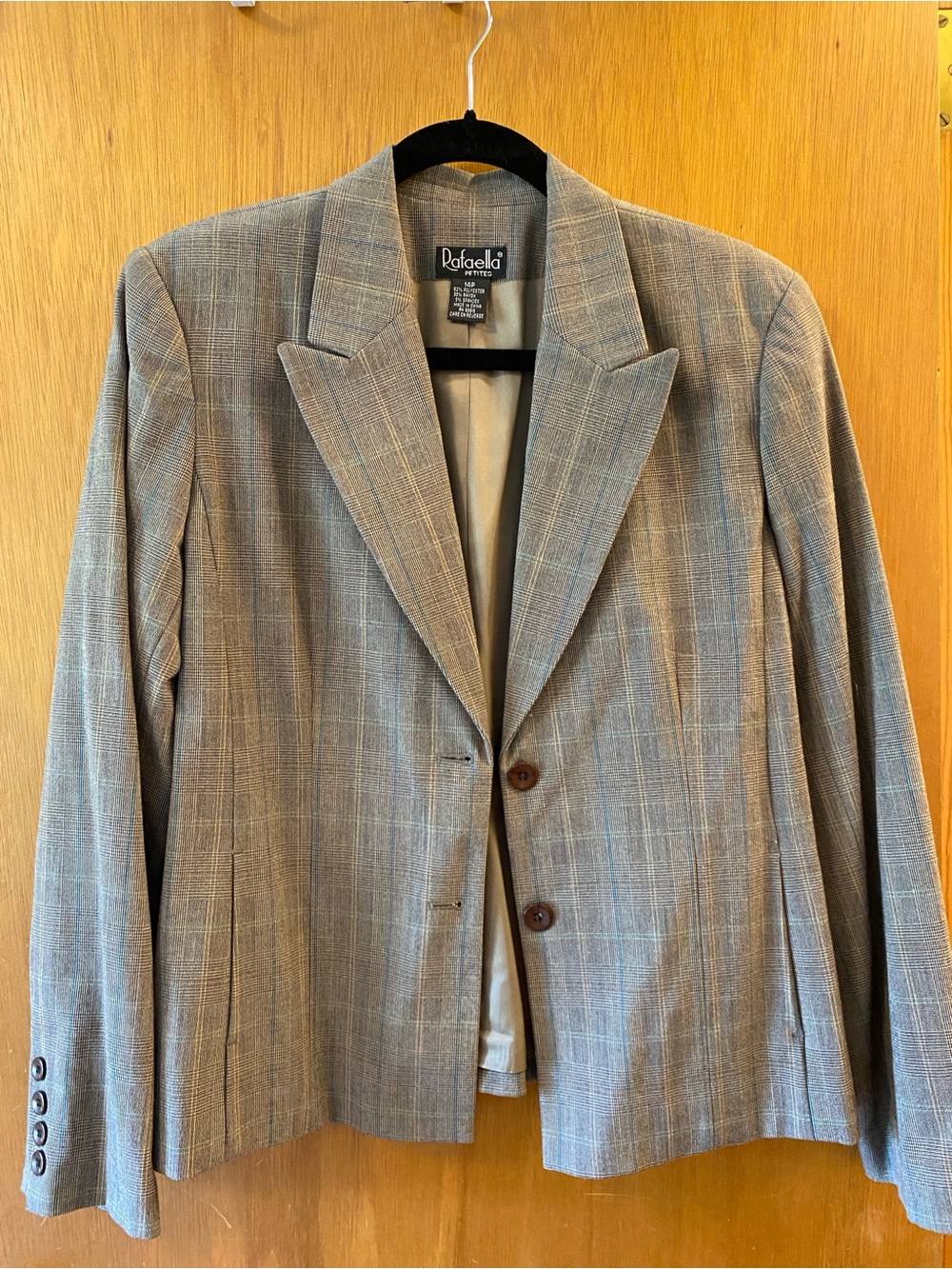 Rafaella Gray Plaid Tailored Blazer